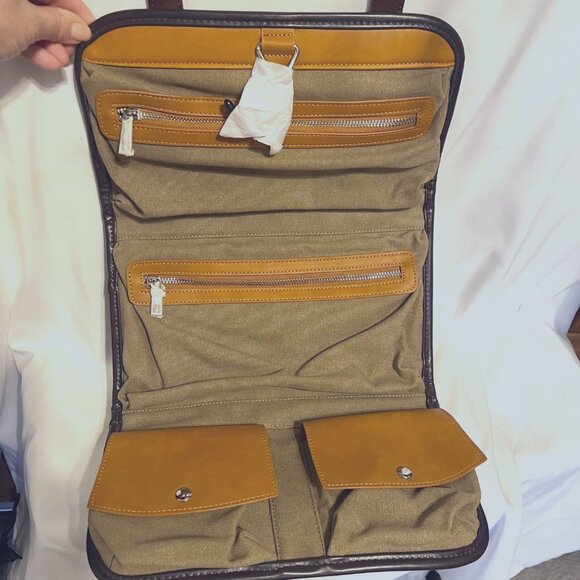 Vetelli Men's (Unisex) Hanging Travel Toiletry Bag-NWOT-Brown/Camel-Storage Bag - Picture 15 of 16